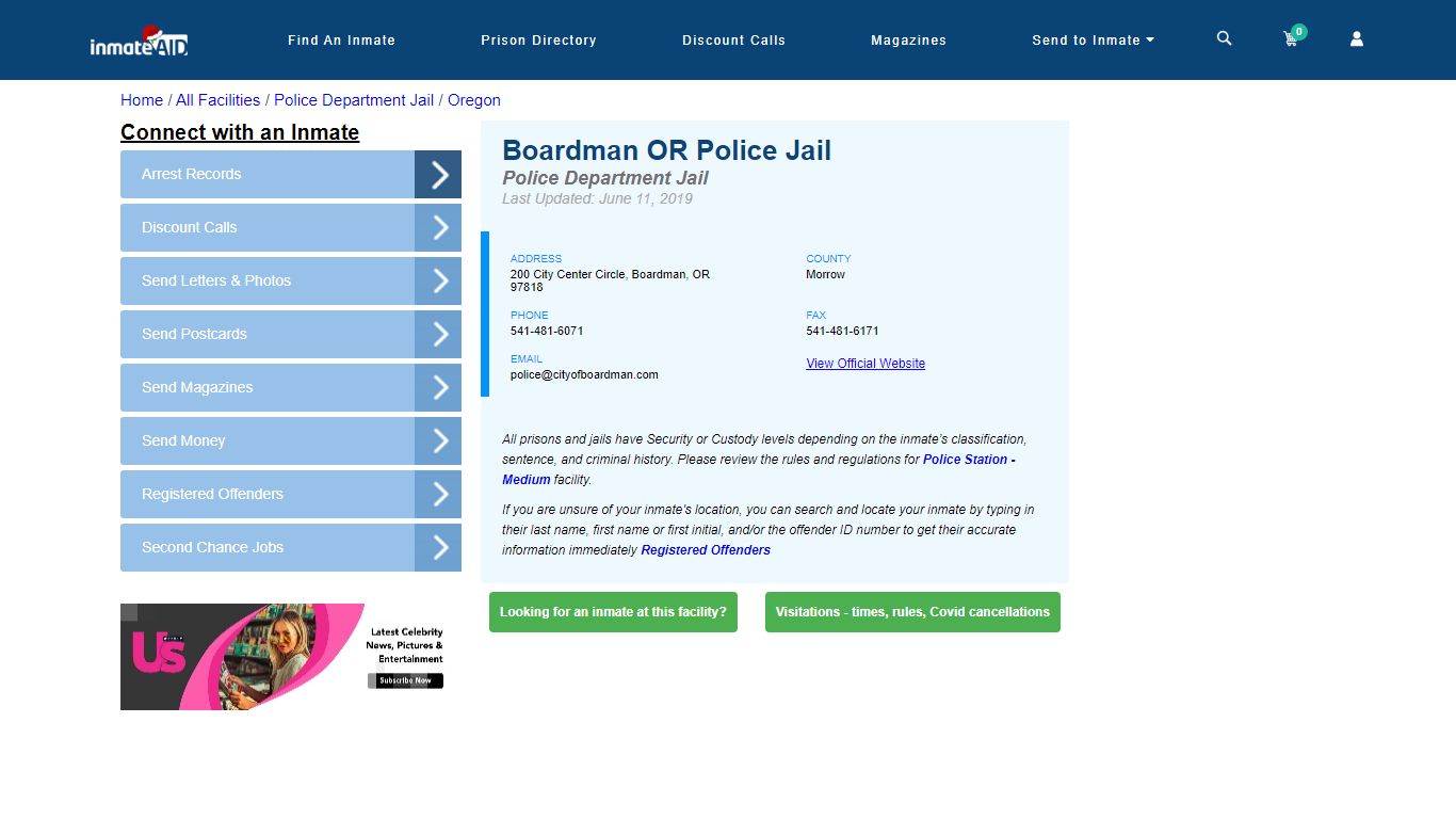 Boardman OR Police Jail & Inmate Search - Boardman, OR